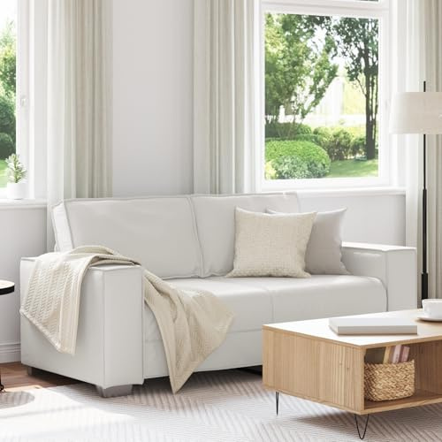 Qnhdfrt 140cm White Faux Leather 2-Seater Sofa with Steel Frame