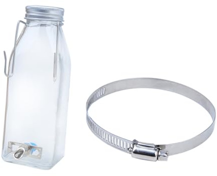 MUELODSIC Wasserspender mit Auslaufsicherer Verschleißfester Trinkflasche aus Glas und Edelstahl 350ml Kleintier Hängender für Hamster und Kaninchen im Käfig
