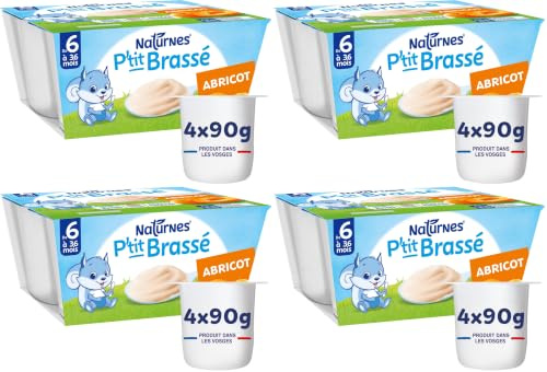 Nestlé Bébé - P'tit Brassé - Desserts Lactés - Abricot- Dès 6 mois - 4x100g (Lot de 4)
