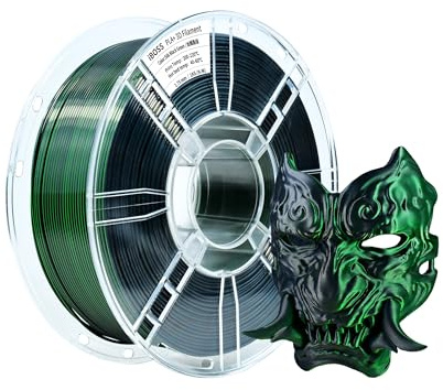 iBOSS Silk PLA Filament 1.75mm zweifarbig Schwarz-Grün Hochglänzendes coextrudiertes 3D-Druckerfilament,+/- 0,02 mm,2,2 lbs,Silk Black-Green