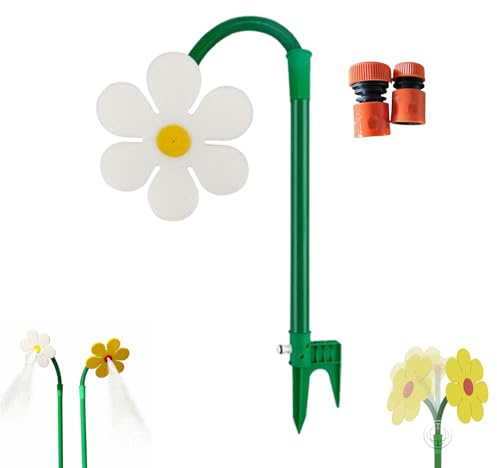 Sprinkler, Wassersprinkler Outdoor mit Wasseranschluss, 360° Tanzende Blume Rasensprinkler, Lustiges Garten-Bewässerungswerkzeug (Weiß)