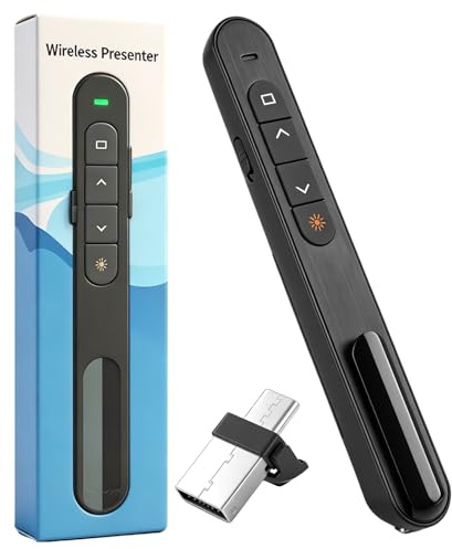 Télécommande de Présentation sans Fil 2-en-1 USB-C & USB-A, pointeur avec Contrôle du Volume et Hyperliens, zapette powerpoint 2,4 GHz avec pointeur pour PC Portable
