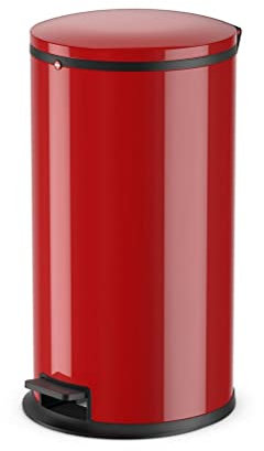 Hailo 0530-040 Poubelle de Salle de Bain à Pédale, Acier Inoxydable, Rouge, 64 x 37 x 37 cm