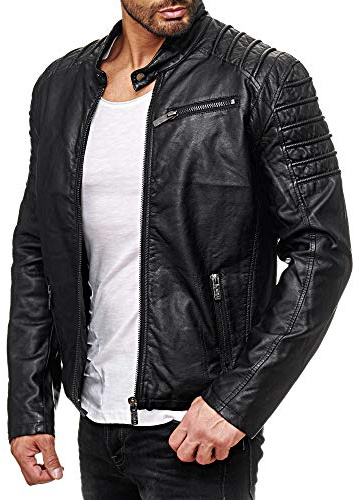 Redbridge Herren Jacke Kunst- Lederjacke Biker MC Black Übergangsjacke Schwarz M6056