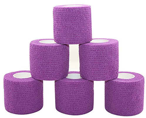 COMOmed Tissus non tissés pansement bandage pansements adhésifs Bandage animal,Bandage auto-adhésif élastique 5 cm X4.5m Pourpre 6 rouleaux