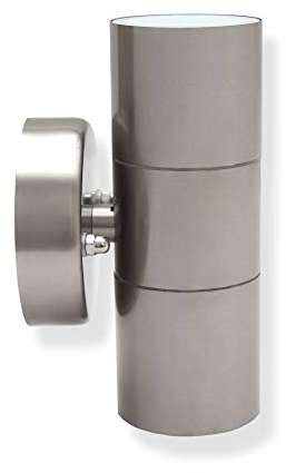 LED Wandleuchte 2-flammig Silber 1,2 Watt warmweiß - GU10 Wandlampe für Außen und Innen, IP44 aus Edelstahl - Wandbeleuchtung Außenleuchte Außenlampe