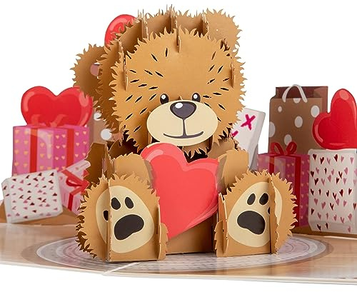 Cardology Love Bear Pop-Up Card | Valentine's Day Cards, Mother's Day Cards, Anniversary Cards or First Father's Day Card, 5.9 x 8
