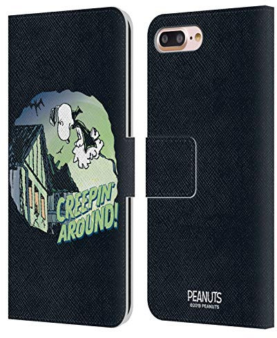 Head Case Designs Licenciado Oficialmente Peanuts Snoopy Vampiro Espeluznante Carcasa de Cuero Tipo Libro Compatible con Apple iPhone 7 Plus/iPhone 8 Plus