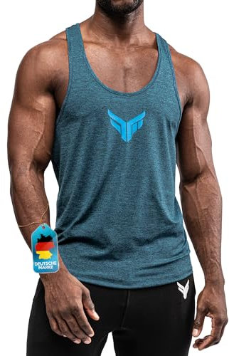 Fitness Method® Tank Top Herren - Extra Funktionelle Sport Bekleidung - verringert erheblich die Schweißbildung - Stringer Tanktop (Ice - Blue L)