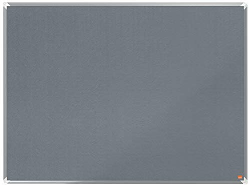 Nobo Felt Notice Board, 1200 x 900 mm, Aluminium Trim, Corner Wall Mounting, Premium Plus, Grey, 1915196