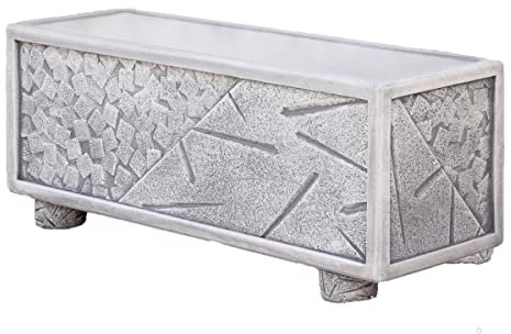 AnaParra Jardinera Hormigón aligerado Modelo Invierno 79x28x37cm. Resistente UV, heladas, Vientos. Sin Mantenimiento. Peso: 34Kg. Color: Gris