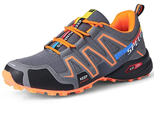 AGYE Fahrradschuhe Herren,rutschfeste Fahrradschuhe Rennrad Mountainbike MTB Schuhe Flat Assisted Sportschuhe,Orange-42