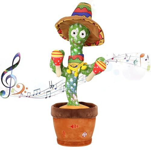 seOSTO Volume Adjustable Singing and Dancing Cactus Toy Repeat What You Say, Talking Cactus Plush Toy Recording, Singing Cactus Toy for Baby Encourage Speech for Kids Gifts