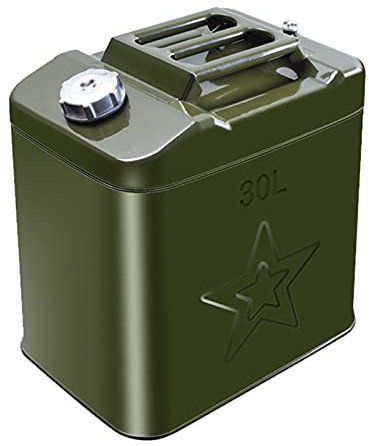 LIYANLCX Bidon d'essence en métal 30L bidon d'essence Diesel réservoir de Secours d'urgence de Puissance carrée 0.8MM d'épaisseur pour véhicules, Voitures, camions