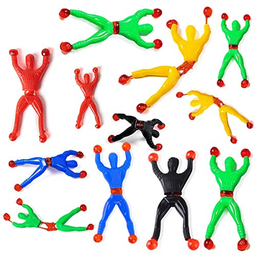 XiXiRan Klettermännchen, 12 Stücke Wandkletterer, Mehrfarbig Klebrige Wand Kletterer Rolling Männer, Klettermann, Neuheit Dehnbar Klebrige Spielzeug, für Kinder (Zufällige Farbe)