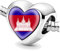 Bon4azuré Perlen für Armbänder Kambodscha Flagge Silber Charms für Frauen Charme Perle Schmuck Geschenke Geschenkidee für Mädchen, Nein