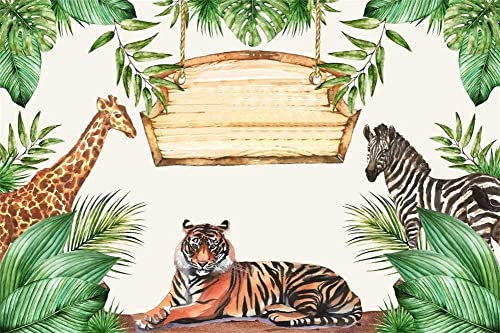 Renaiss 1.5x1m Safari Animali Sfondo Giungla Tigre Giraffa Zebra Fotografia Sfondo Cartone Animato Zoo Sfondo Decorazione Festa di Compleanno Del Capretto Baby Shower Studio Puntelli
