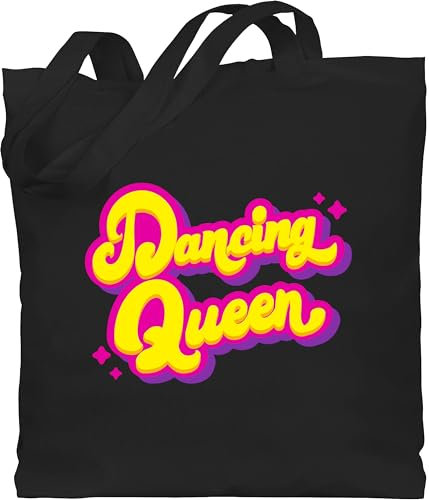 Shirtracer Baumwolltasche - Vintage Retro - Dancing Queen I Tänzerin Geschenk Tanzliebhaber - Unisize - Schwarz - stoffbeutel stofftasche beuteltasche jute jutebeutel bag tote henkel totebag bags
