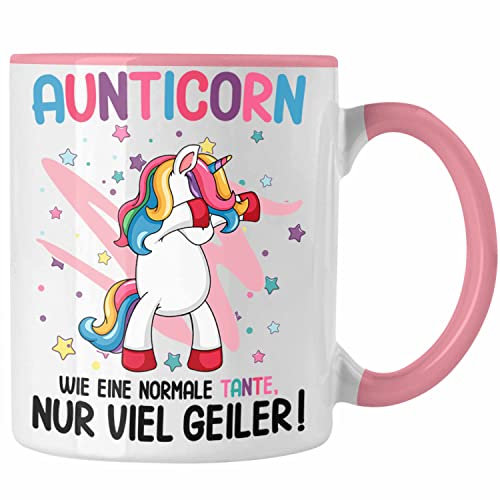 Trendation - Beste Tante Tasse Geschenk Lustig Spruch Aunticorn Wie Eine Normale Tante Einhorn Geburtstag (Rosa)