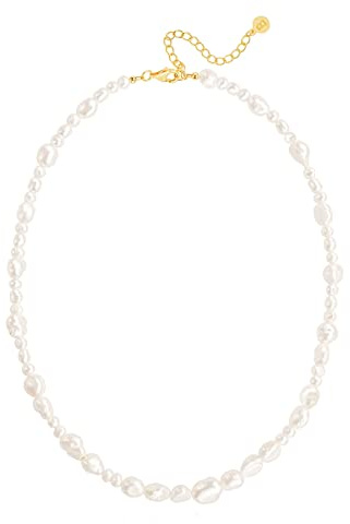 Brandlinger Perlenkette Damen Silber 925. Kette mit Süßwasserperlen. Choker Kette Damen vergoldet, Schmuck für Frauen und Mädchen. Verschiedene Größen und Längen.