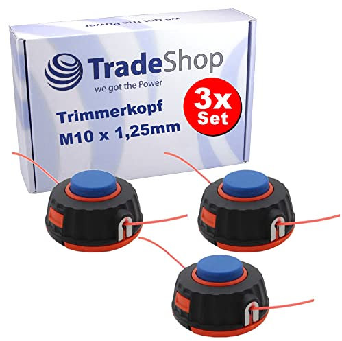 3x Trade-Shop Trimmerkopf/Mähkopf/Fadenkopf M10 x 1,25mm Links kompatibel mit Texas CG430B CG330 CG260 BC320 BC300, Dolmar MS25 MS30 MS340