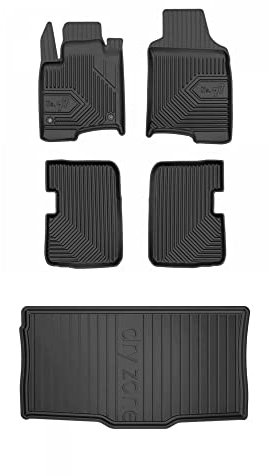 MOTOS Set di tappetini in gomma e tappetini per il bagagliaio per Fiat Panda III dal 2011 Migliorare il comfort di viaggio con tappetino antiscivolo auto 3D- tappetini per tutte le stagioni auto, prot
