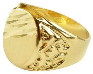 AceLine Damen Ring 925 Silber, Siegelring Damen Herren, 18K vergoldet, made in Italy, Größe 56