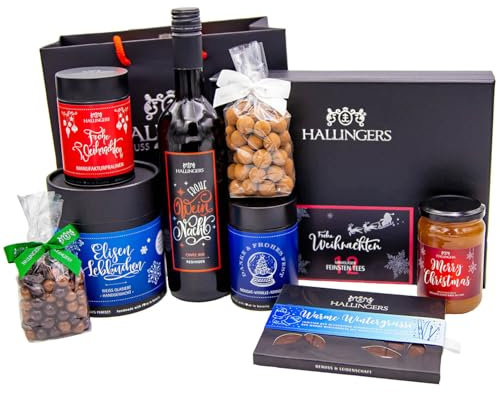 Hallingers Weihnachtspackerl - Weihnachtliches Geschenkset Gourmet Köstlichkeiten als Geschenkkorb zu Weihnachten (Set) - Geschenkideen Weihnachten & Geschenke Adventskalender | Glückwunsch Glückwünsc