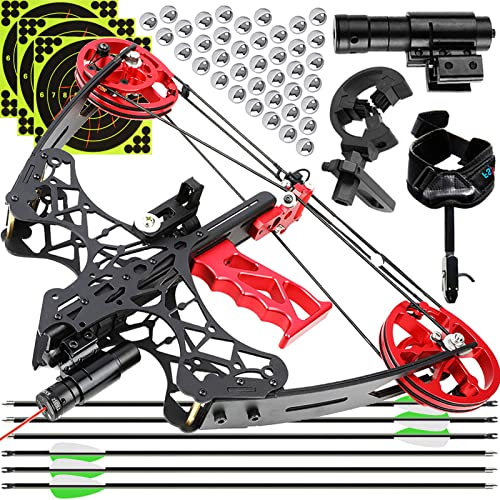 ZSHJGJR Compoundbogen Mini Stahlkugel Bogen 40lbs Compoundbogenset bogenschießen Bogen und Pfeil Jagdbogen Stahl Ball Compound bögen Bogen für Erwachsene Anfänger Bogen Jagd Sportbogen (Set 1)