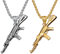 Liitata 2 Stück Armee Gewehr Anhänger Halskette Pistole Waffe Maschinengewehr Halskette Rock Gothic Punk Hip Hop Kette für Männer - Gold Silber Stil 2