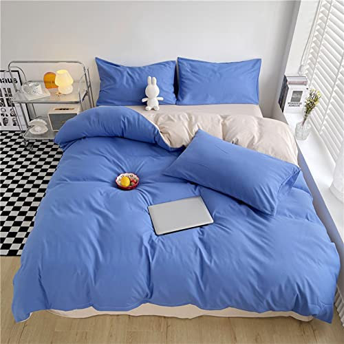 Ropa de Cama Funda de edredón sábana de algodón Lavado Conjunto de Cuatro Piezas (Color : Blue, Size : 1.8m)