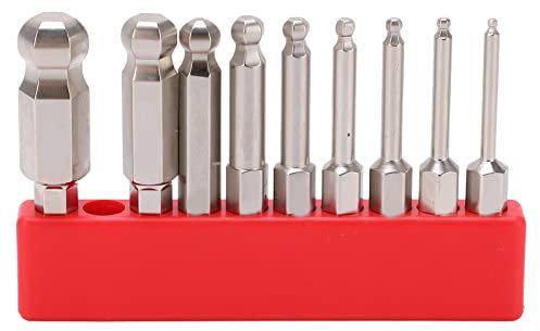 Sechskant Bit Set, 9-Teiliges Sechskant-Schraubendreher-Bit-Set, Rostfreier Stahl Magnetischer Kugelkopf Sechskant-Bits 1/4 Zoll Sechskantschaft, Schneidbohrer,Elektrowerkzeug-Teile 50mm