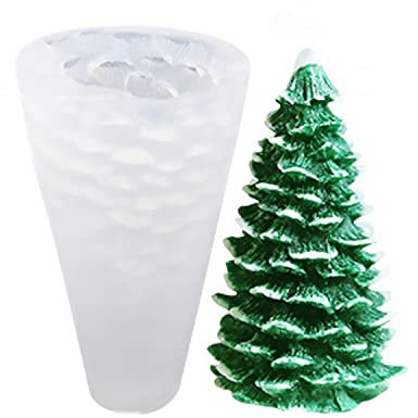 Silikon Kerzenform, Tannenbaum Weihnachtsbaum, 73 x 142 mm, 163 ml Silikonform 3D Kerzengießen Gussform Form Kerzen Herstellung Seifenform Kerze Weihnachten Basteln Party Ei Dekoration DIY