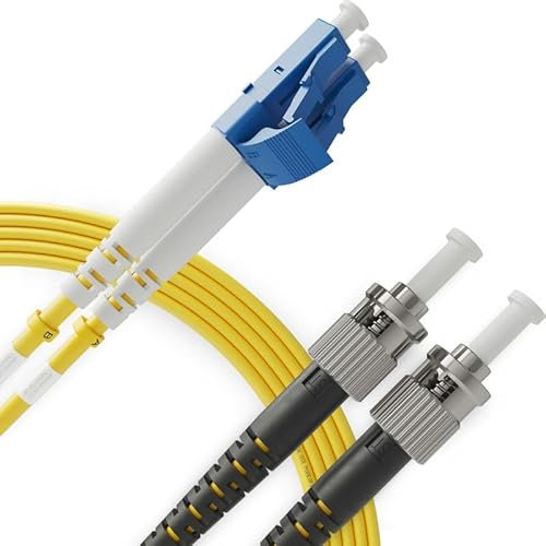 BEYONDTECH Cavo Fibra Ottica LC a ST OS1 Monomodale Duplex (20 Metri) - Cavo di Fibre Ottiche UPC/UPC - 9/125 (LSZH)