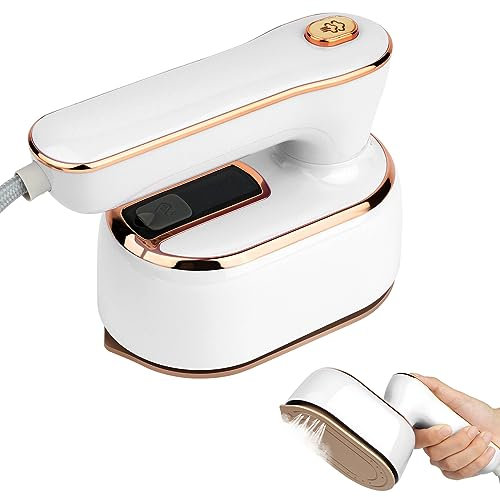 AUAUY Fer à Vapeur Mini, 1000W Mini Fer à Vapeur Portable Fer à Vapeur de Ménage Portable Fer à Vapeur Pliable, Fer à Repasser de Voyage pour la Maison et les Voyages, 20s de Chauffage Rapide-Blanc