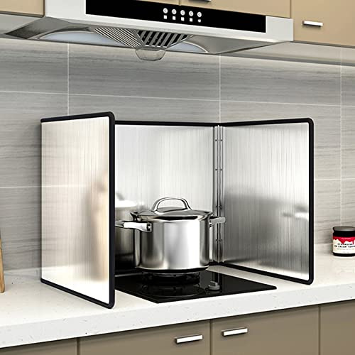 Placa Antisalpicaduras De Acero Inoxidable, Protector Salpicaduras Pared Antisalpicaduras Cocina Plegable Escudo Pantalla Antiadherente De Tres Lados Protector Salpicaduras Cocina(3 sides 50x50x50cm)