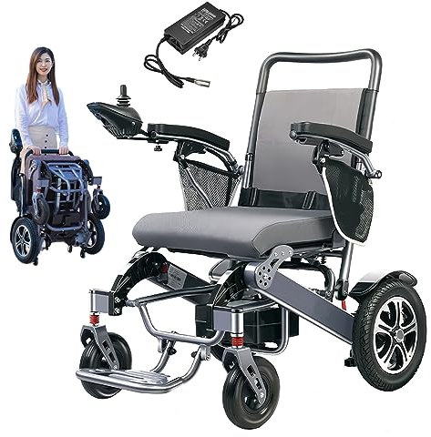 Bueuwe Elektrischer Rollstuhl Leicht Faltbar Elektrorollstuhl, Elektrisch Rollstuhl für die Wohnung, Elektrische Rollstühle für Erwachsene, Reiserollstuhl, Reichweite 20 km, Sitzbreite 45 cm, 26 kg