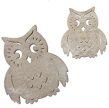 20 Eulen Holz H7 + H5cm grau Streuteile Streudeko Herbst Streu Deko Figur Vögel
