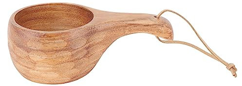Tazza Artigianale in Legno diPerfetta per il Latte Tazza Finlandese Autentica da 220 Ml Meravigliose Tazze da Brodo Tazza da Brodo in Legno (Manico sottile in tartaruga)