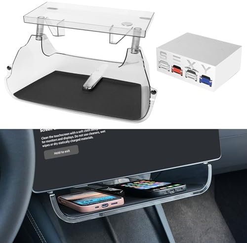 Farmogo Tesla 2024 Model 3 Center Console Magnetic Organizer Tray Under Screen Storage Box Behind Screen Tray Dashboard Organizer Box No Adhesive No Need to Drill Holes for Tesla Interior Accessories