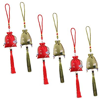 OUNONA 6stücke Duftsäckchen Bestickt Anhängerbeutel Aus Seide Und Keramik Dekoratives Duftsäckchen Für Zuhause Auto Kleidung Handtaschen Mit Gewürzen Wie Lavendel Befüllen