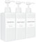 Shampoo and Conditioner Dispenser, Refillable Plastic Shampoo Pump Bottles with Waterproof Labels, Empty Body Wash Dispenser Set for Bathroom, Shower Soap Dispenser (White, Set of 3, 16.9oz)