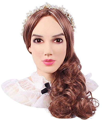 KUMIHO Masque de travesti Masque de femme en silicone Masque réaliste Masque d'Halloween pour Cosplay Drag Queen Party Blanc