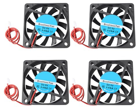 Jopto 4PCS Mini Brushless Silent Cooling Fan 60x60x10mm 6010 DC 5V Fan With 2 Pin Terminal Compatible With 3D Printer PC CPU Computer Cases For DIY With 30cm 11.81inch Cable