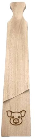 Patisse 93428 – Planche à découper saucisson, planche de présentation charcuterie ou apéritif, décor petit cochon - bois de hêtre, 36.5x5.5x1cm