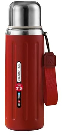 Borraccia Bottiglia Termica 800ml, Thermos Bevande Calde, Tazza Termica con Filtro, Bottiglia d'Acqua Isolata in Acciaio Inossidabile, Thermos Sottovuoto con Coperchio, 24 Ore (Caldo/Freddo) (Rosso)