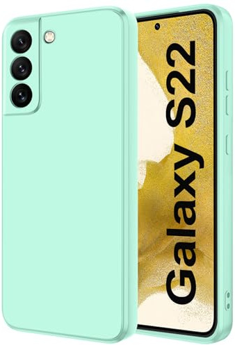 Qasyfanc Handyhülle für Samsung Galaxy S22 5G Hülle, Cyanfarben | Kameraschutz Dünne Weiche TPU Silikon Hülle Schutzhülle Anti-Kratzer für Samsung Galaxy S22 5G