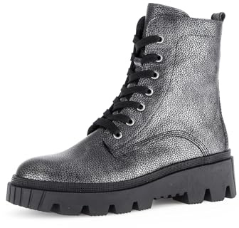 Gabor Damen Combat Boots, Frauen Stiefeletten,uebergangsstiefel,schnürstiefel,Winterstiefel,Winterschuhe,warm,Bootee,Grey/schwarz,39 EU / 6 UK