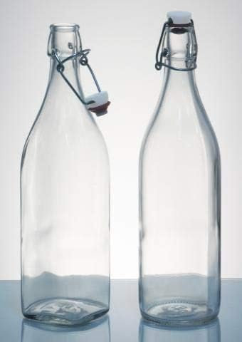 Botellas de vidrio con tapa abatible para cerveza, kombucha, kéfir, cerveza, aceite, vinagre, bebidas, color transparente, tapa hermética de silicona, a prueba de fugas, 33.7 onzas líquidas (1000 ml).