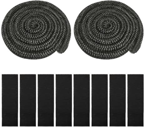 2 Stück Ofendichtschnur 6mm 10mm, Dichtschnur für Kaminofen Ø10mm × 2,5m, Feuerfest Glasfaserschnur Ø6mm × 2,5m, Kamin Dichtungsschnur mit 8pcs Endabbinder, Selbstklebend Dichtung für Kaminofen